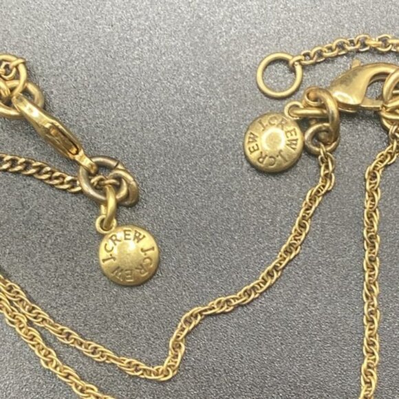 Signed J. Crew Necklaces Round Medallion Two Pendant Chain Gold Tone 14" and 18" - Picture 6 of 8